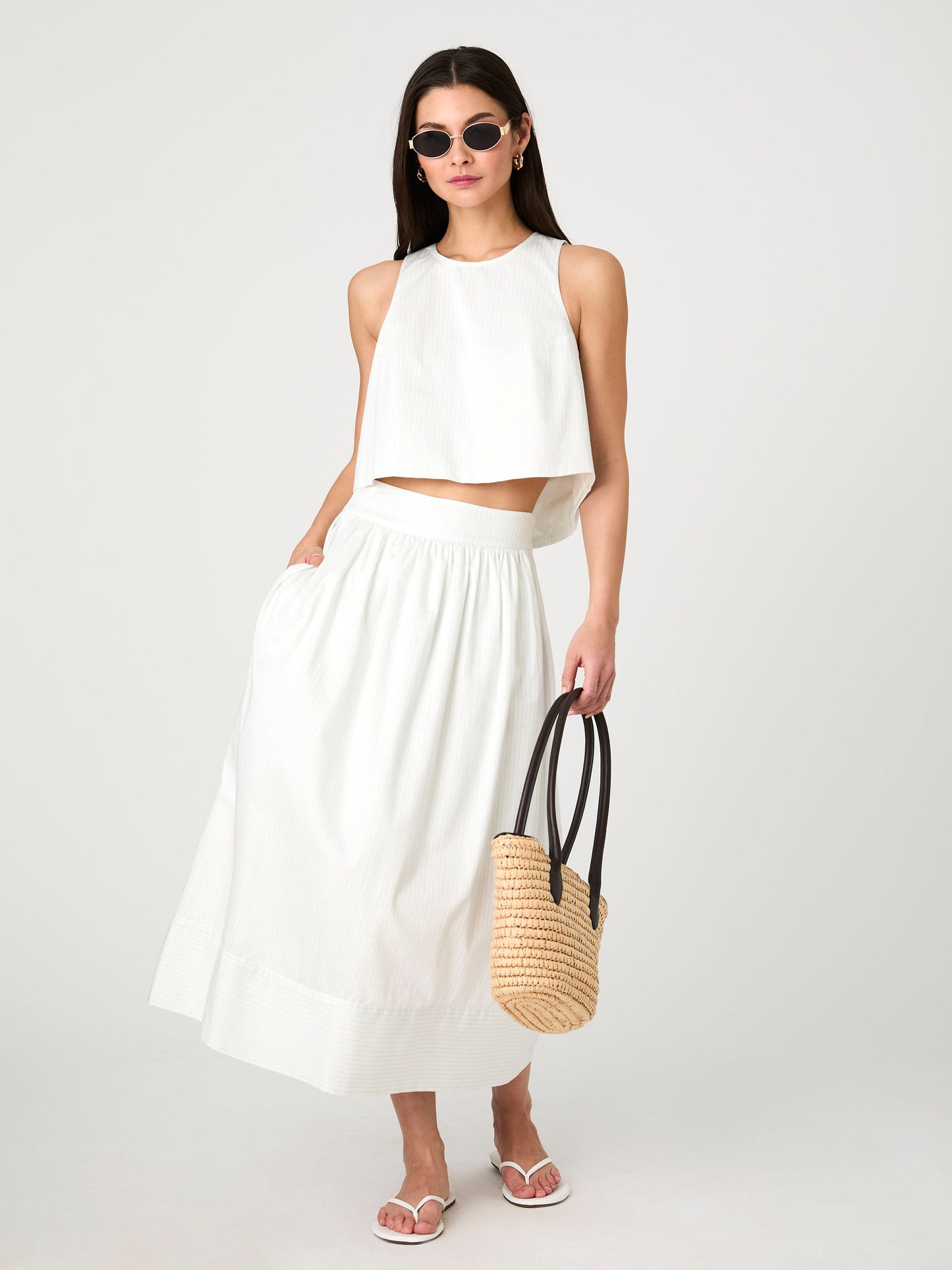 Pinstripe Poplin Shell Top