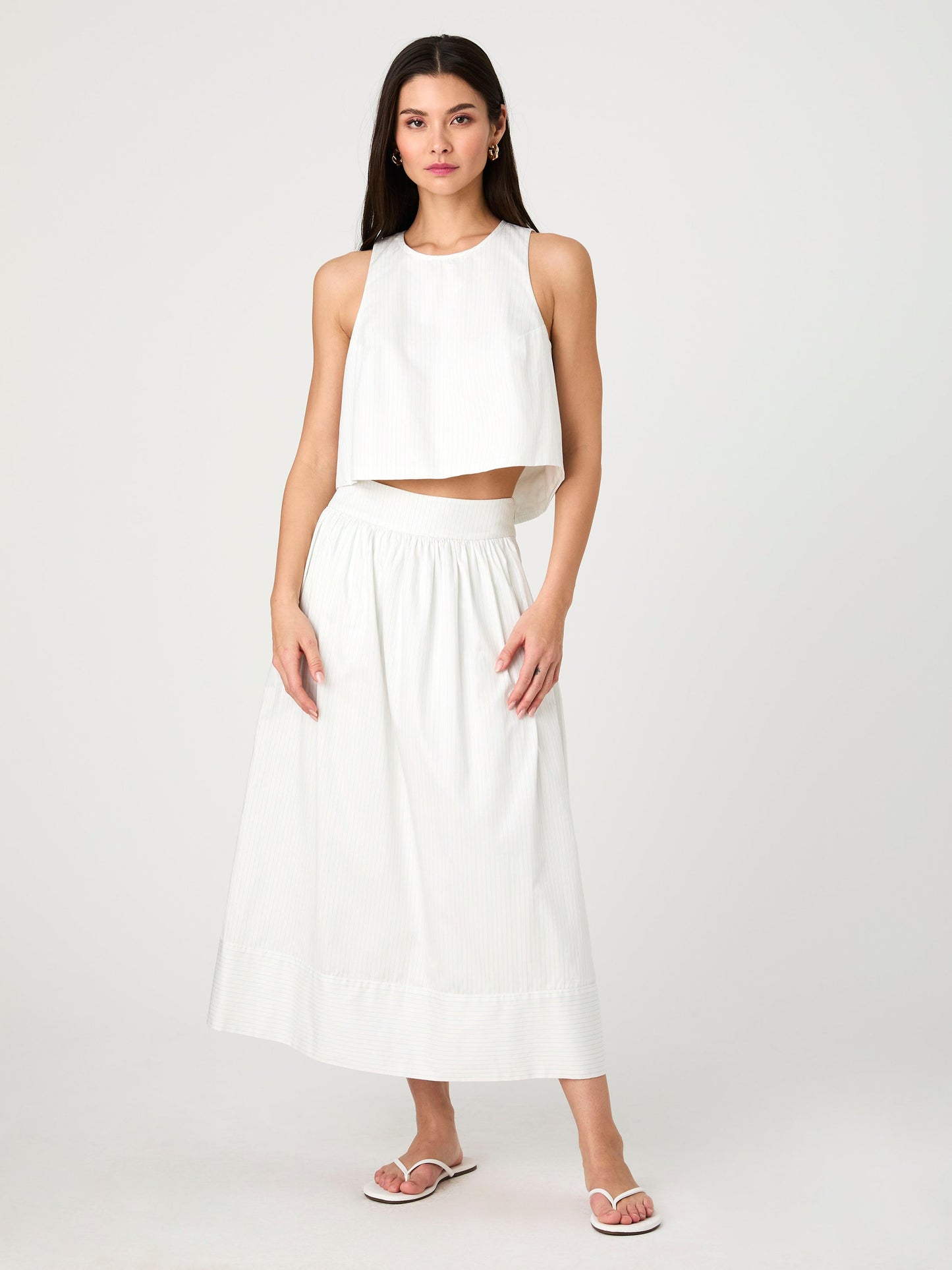 Pinstripe Poplin Shell Top