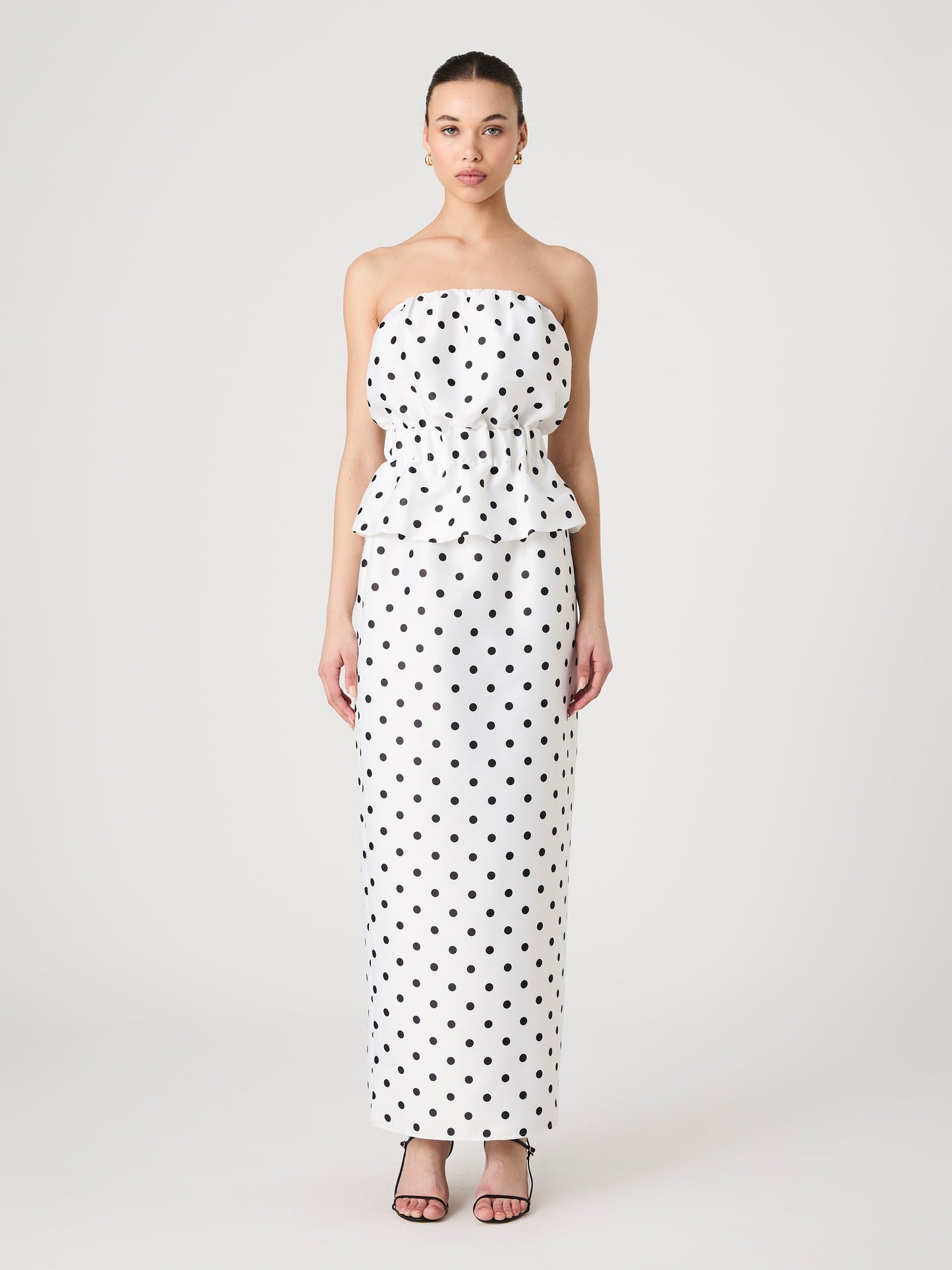 Strapless Polka Dot Peplum Top