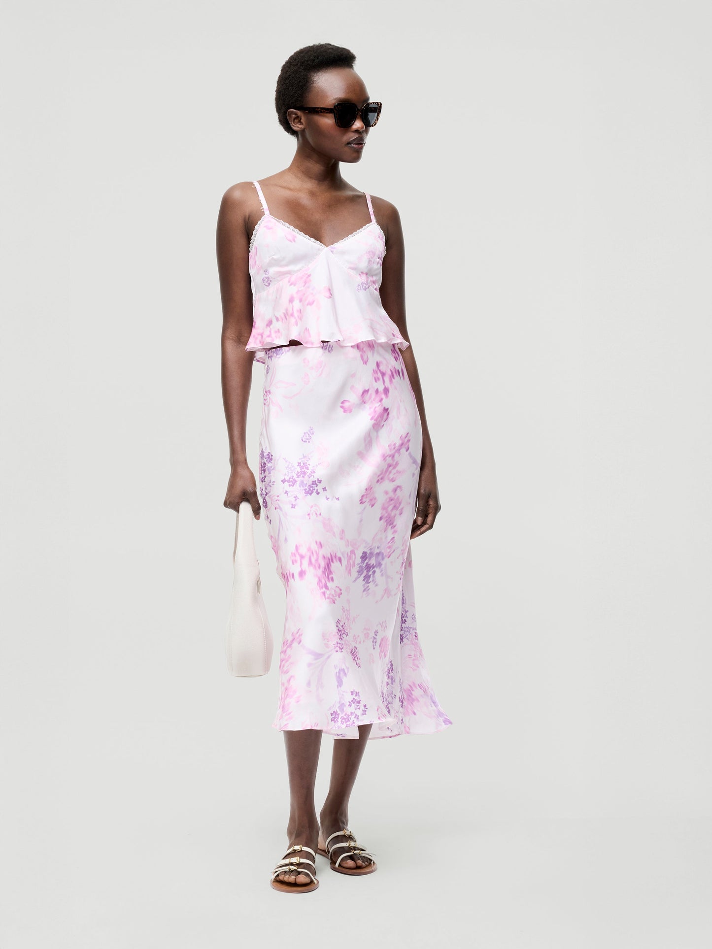 Elyria Oona Satin Midi Skirt