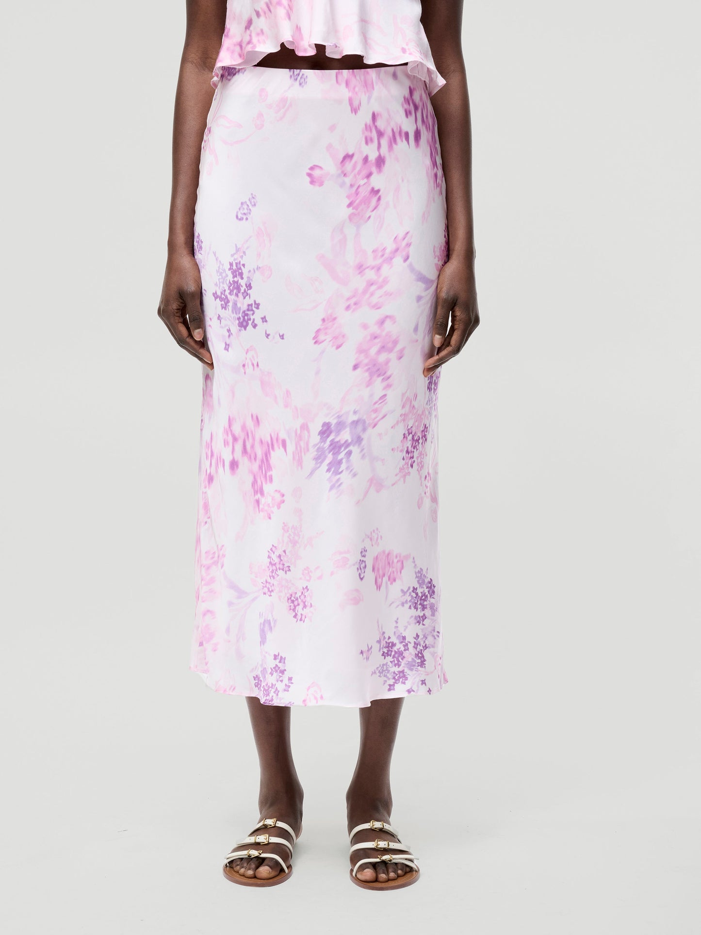 Elyria Oona Satin Midi Skirt