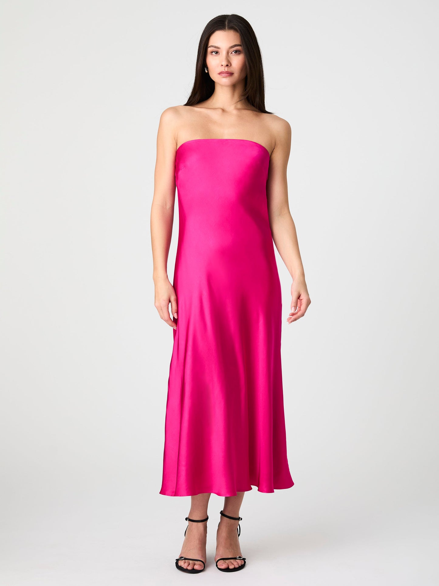 Strapless Cowl Back Midi Dress